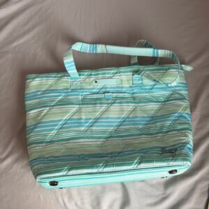 Lug Skyliner Carry-All Tote in Blue and Green Stripe